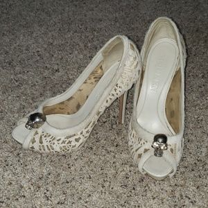 Alexander McQueen peep toe cream heels like new